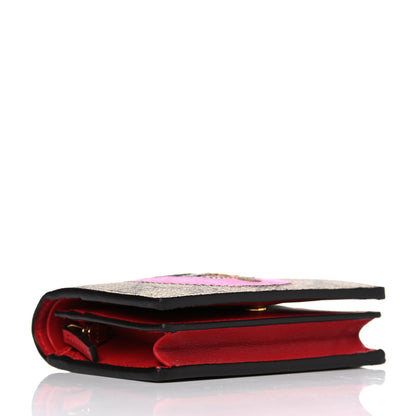 Gucci GG Supreme Monogram Bosco Patch Card Case Wallet Beige Malva Hibiscus Red 4 of 11