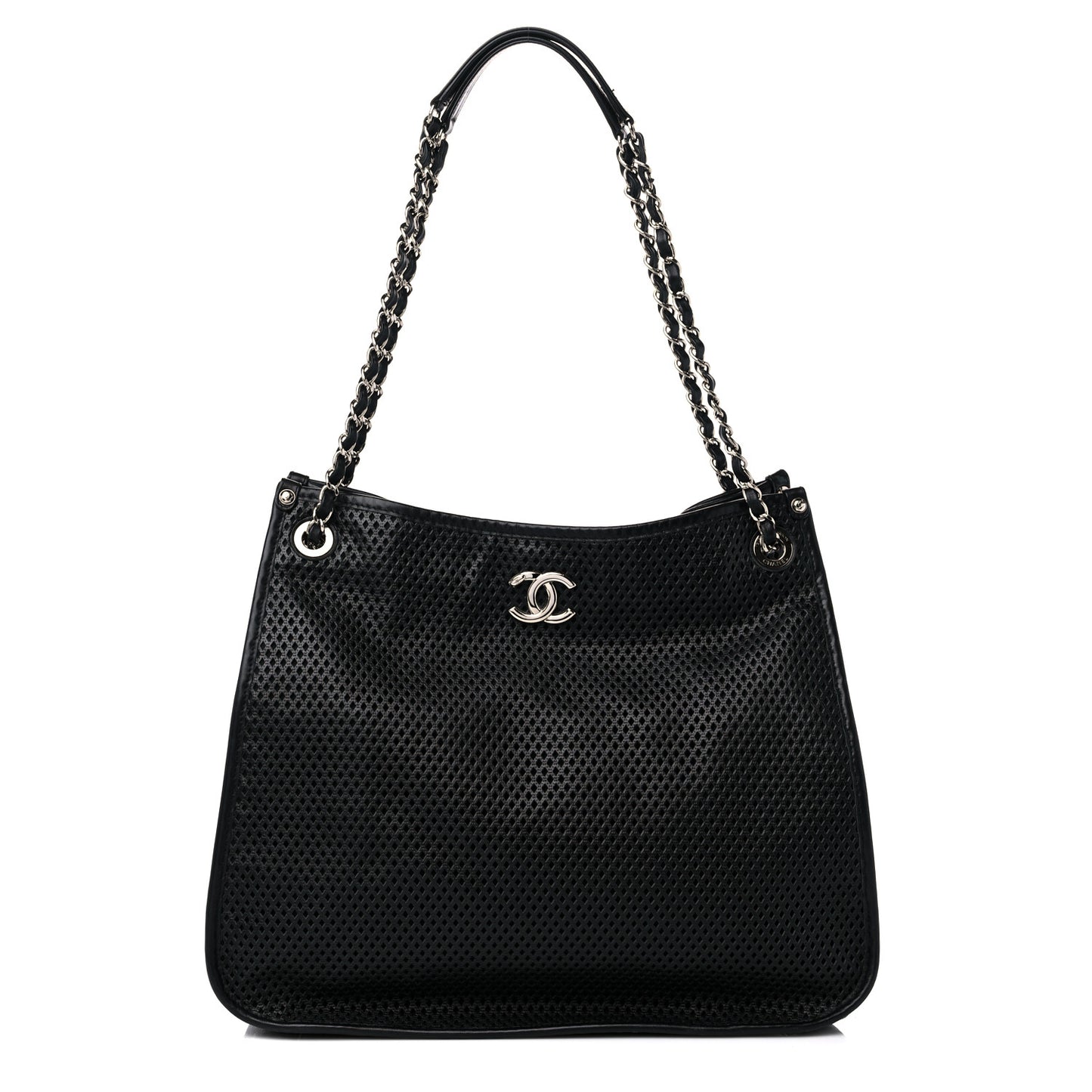 Calfskin Perforated Up In The Air Tote Black