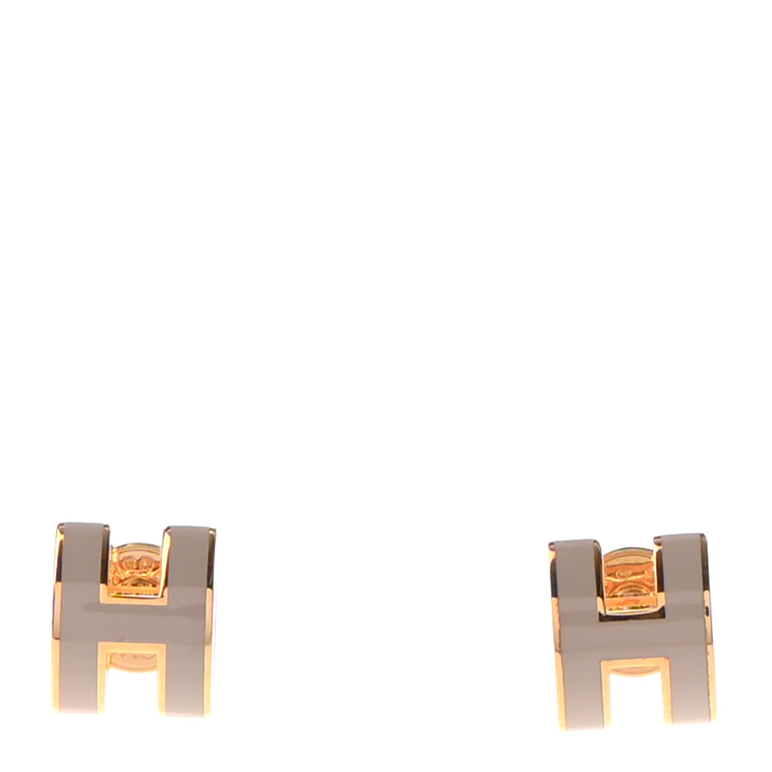 Hermes Rose Gold Lacquered Mini Pop H Earrings Marron Glace 1 of 6