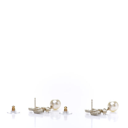 Chanel Crystal Pearl CC Drop Earrings Gold 4 of 5