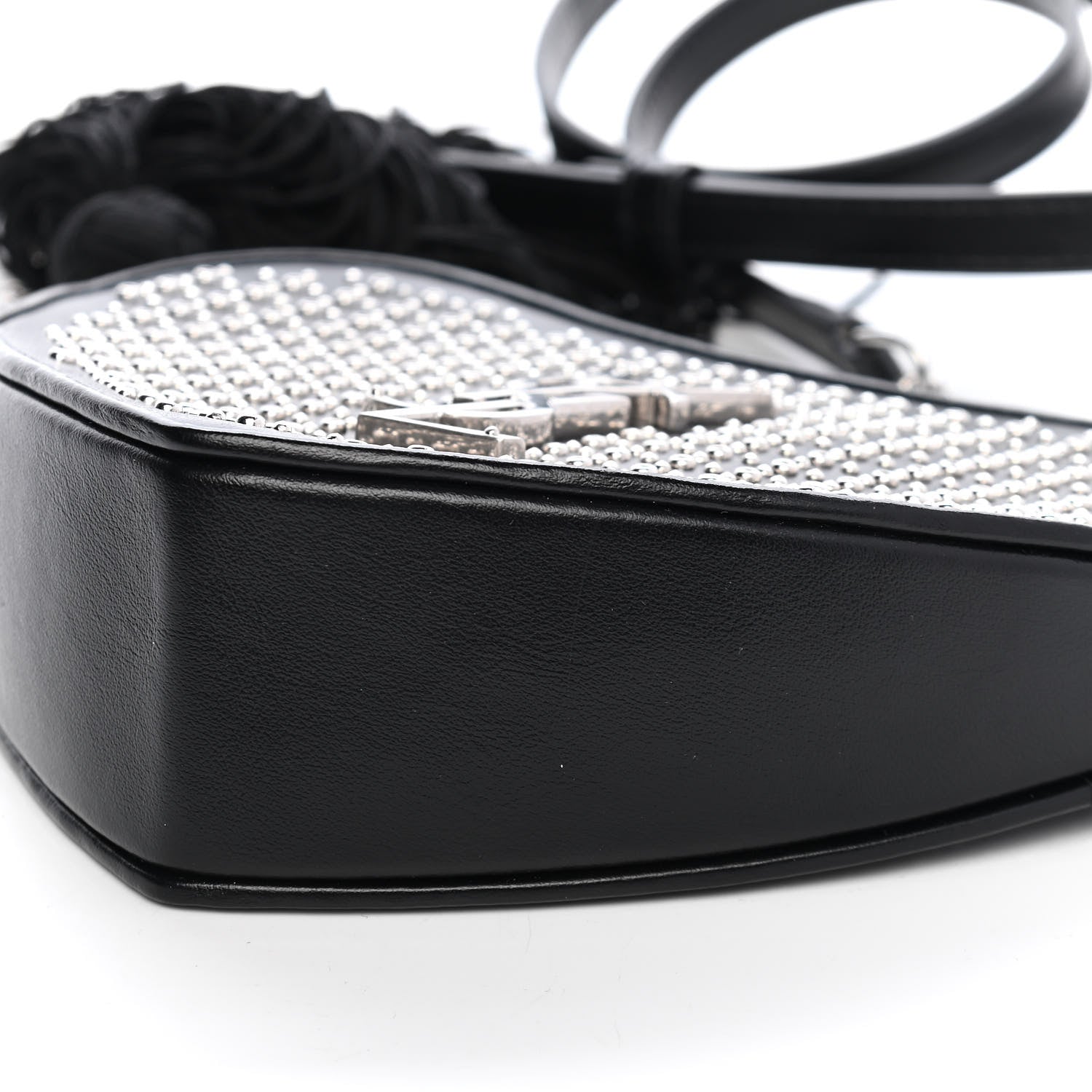 Saint Laurent Calfskin Studded Monogram Heart Shoulder Bag Black 9 of 9