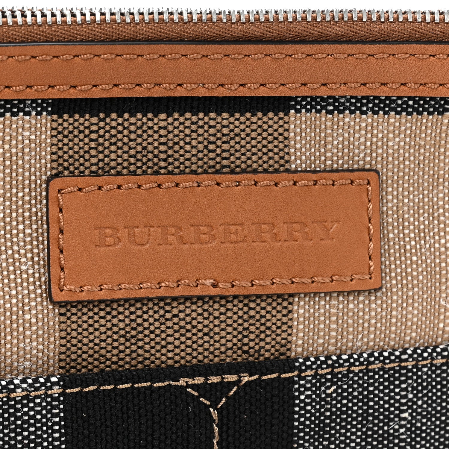 Burberry Grainy Calfskin Canvas Mega Check Medium Ashby Tassel Hobo Saddle Brown 8 of 13