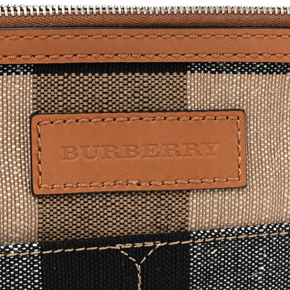 Burberry Grainy Calfskin Canvas Mega Check Medium Ashby Tassel Hobo Saddle Brown 8 of 13