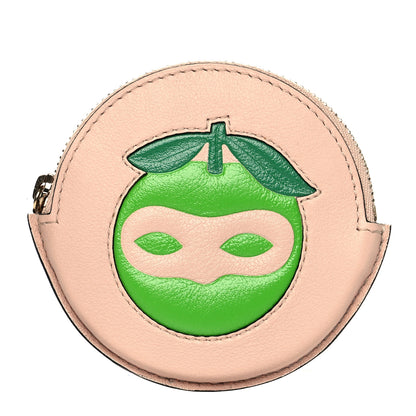 Delvaux Grained Calfskin Visite Masquée Round Coin Purse Nude 1 of 7