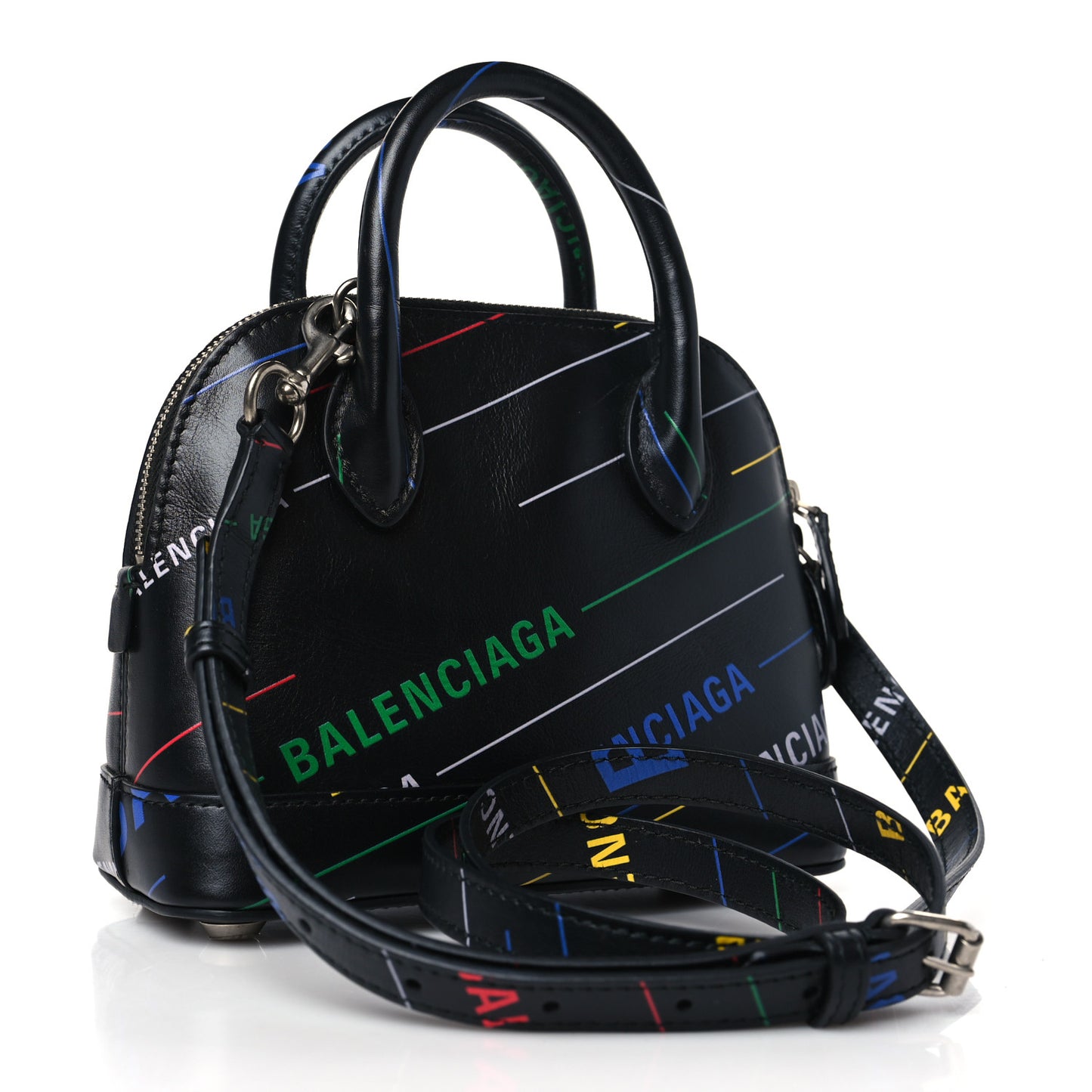 Calfskin Logo Print XXS Ville Top Handle Bag Black Multicolor