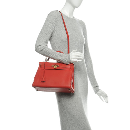 Hermes Taurillon Clemence Kelly Retourne 32 Rouge Tomate 2 of 8