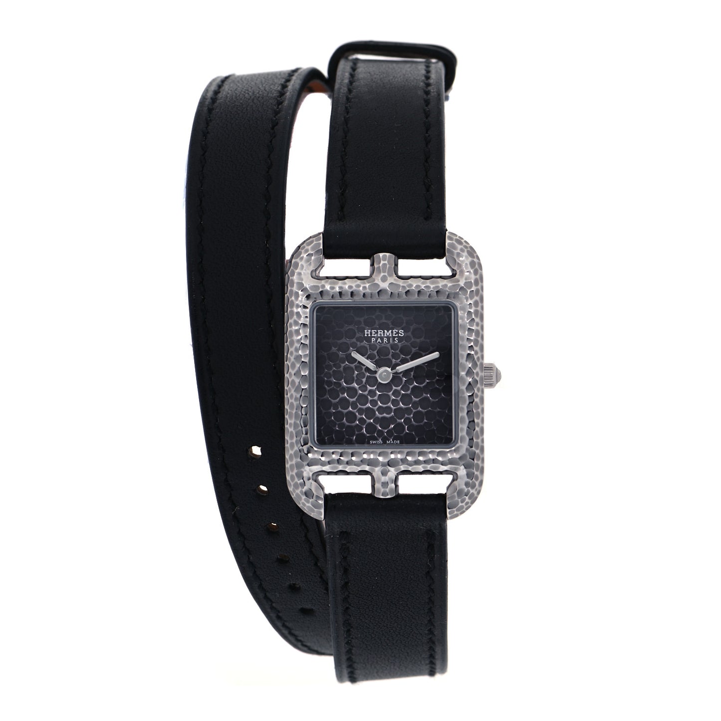 Stainless Steel Barenia 23mm Cape Cod Martelee Double Tour Quartz Watch Noir