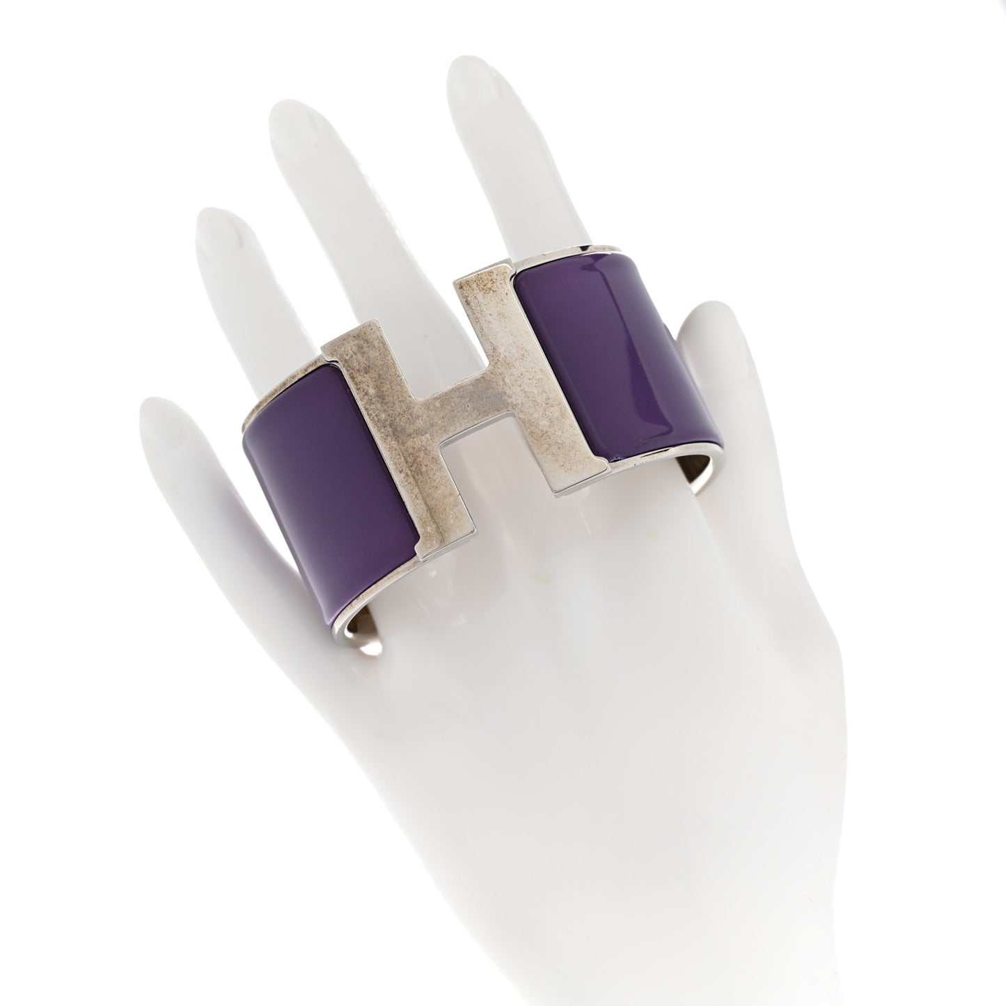 Enamel Extra Wide Clic Clac H Bracelet GM Pourpre