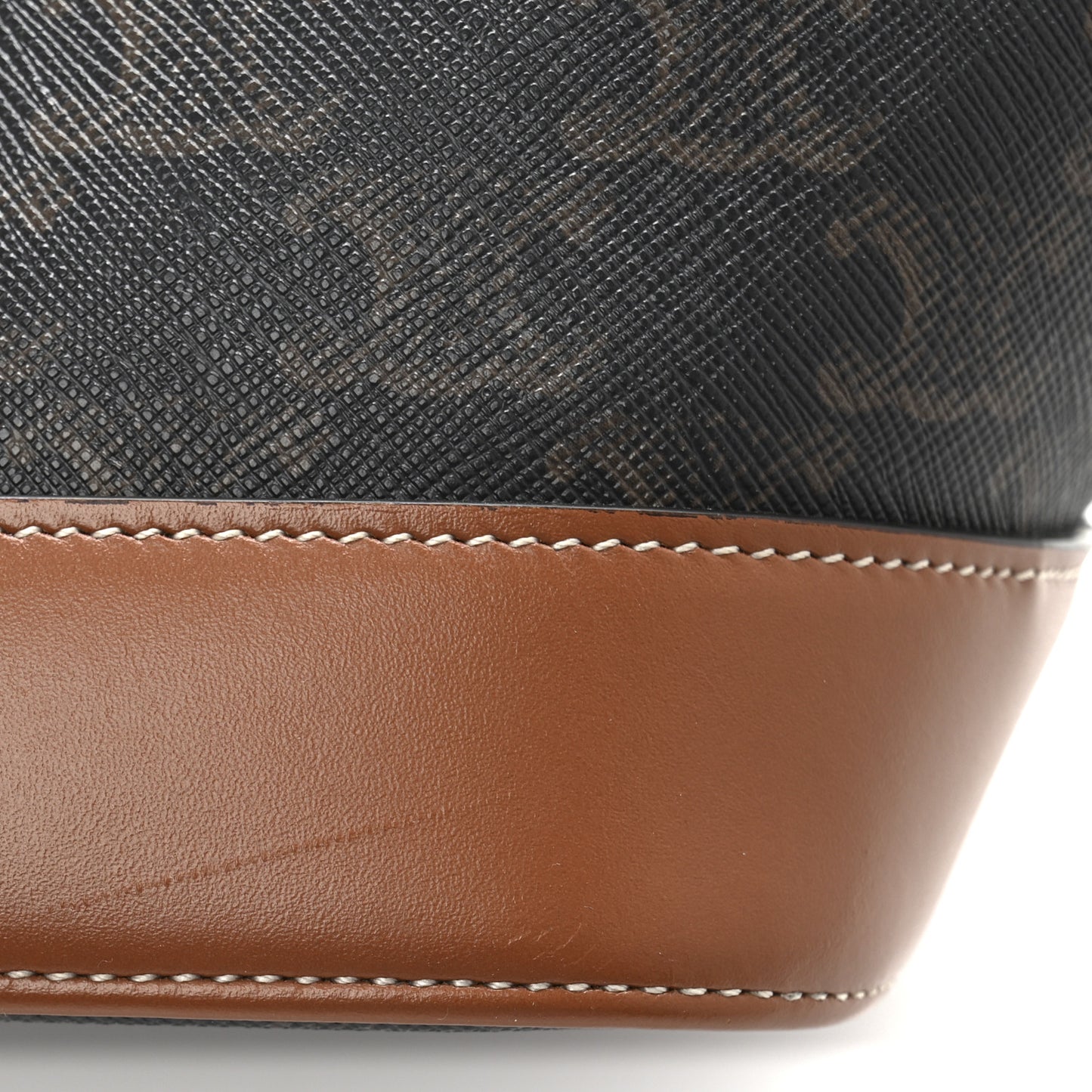 Triomphe Canvas Calfskin Small Bucket Bag Tan