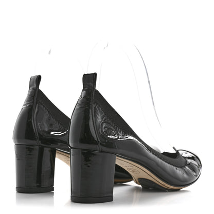 Chanel Patent CC Elastic Stretch Pumps 38 Black 4 of 10