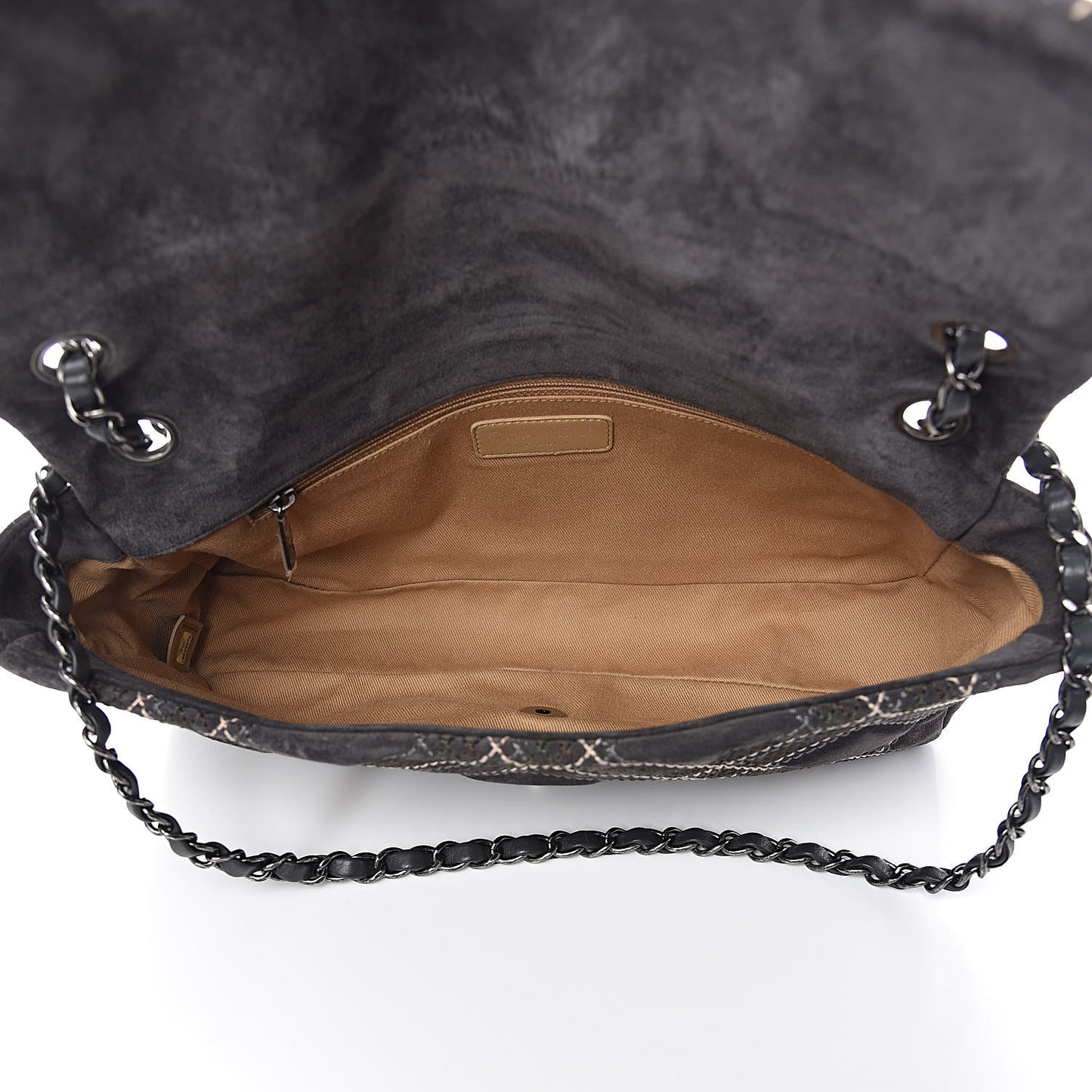 Suede Stitched Jumbo Saltire Single Flap Grey