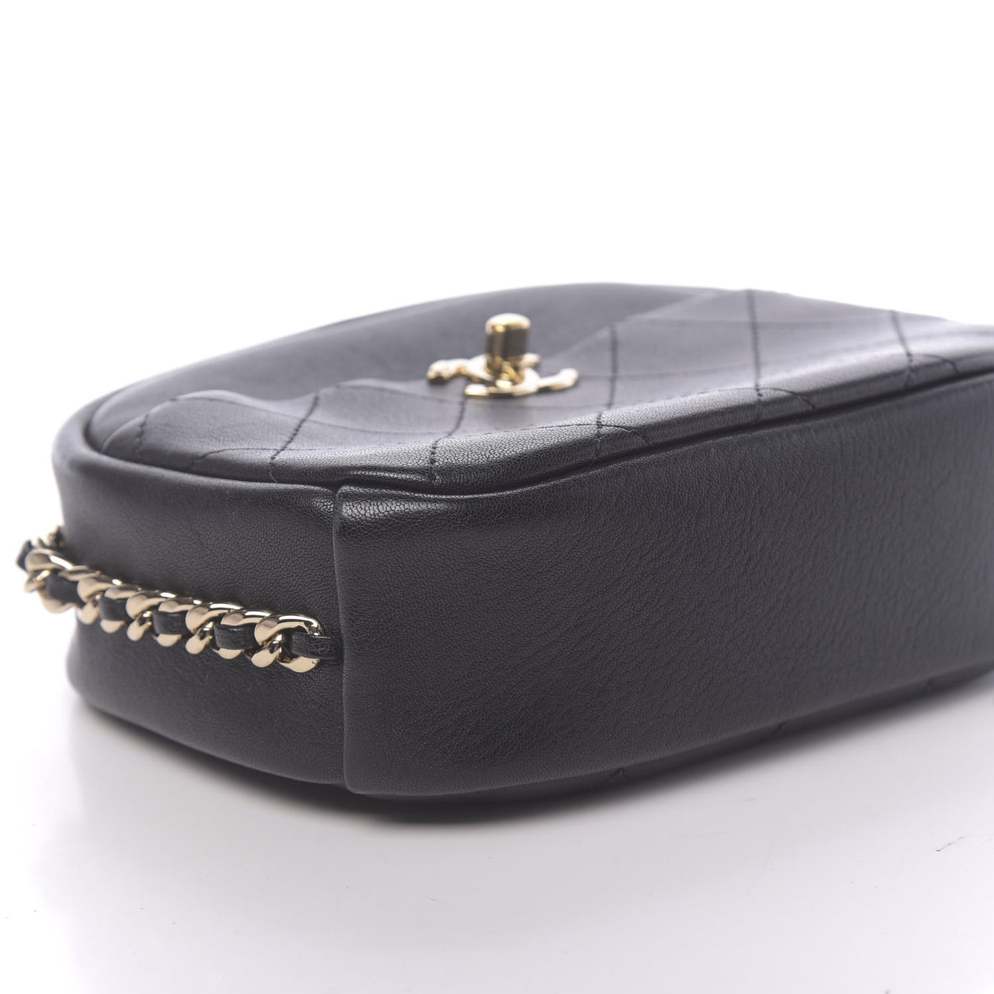 Goatskin Quilted Small Casual Trip Camera Case Black