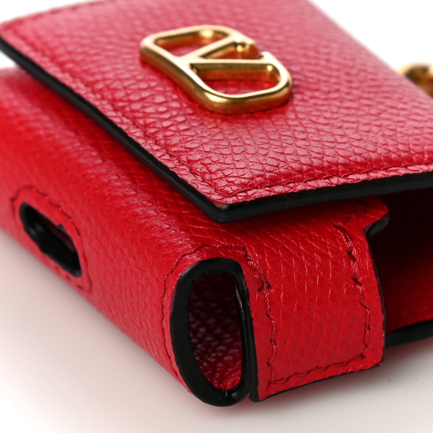 Grainy Calfskin Vlogo Airpods Case Rouge Pur
