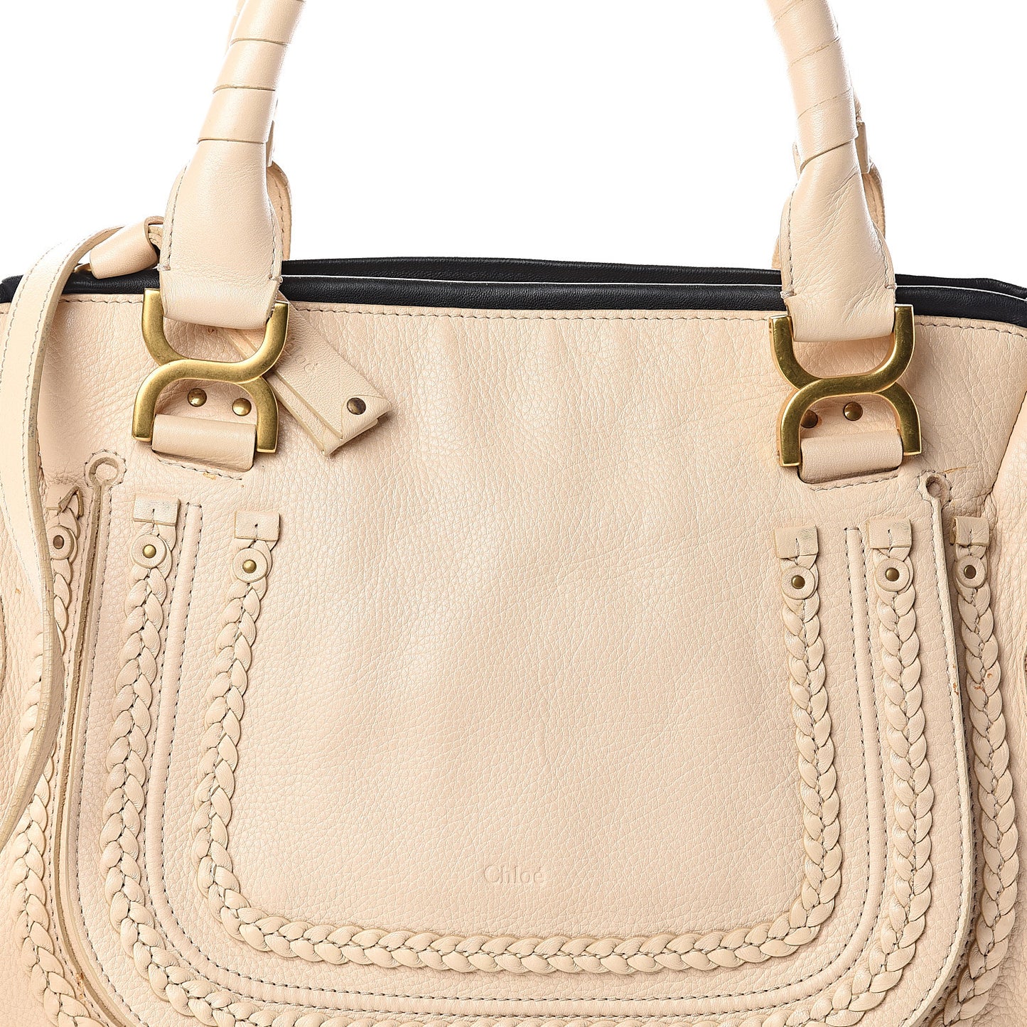 Calfskin Braided Medium Marcie Satchel Nude Pink