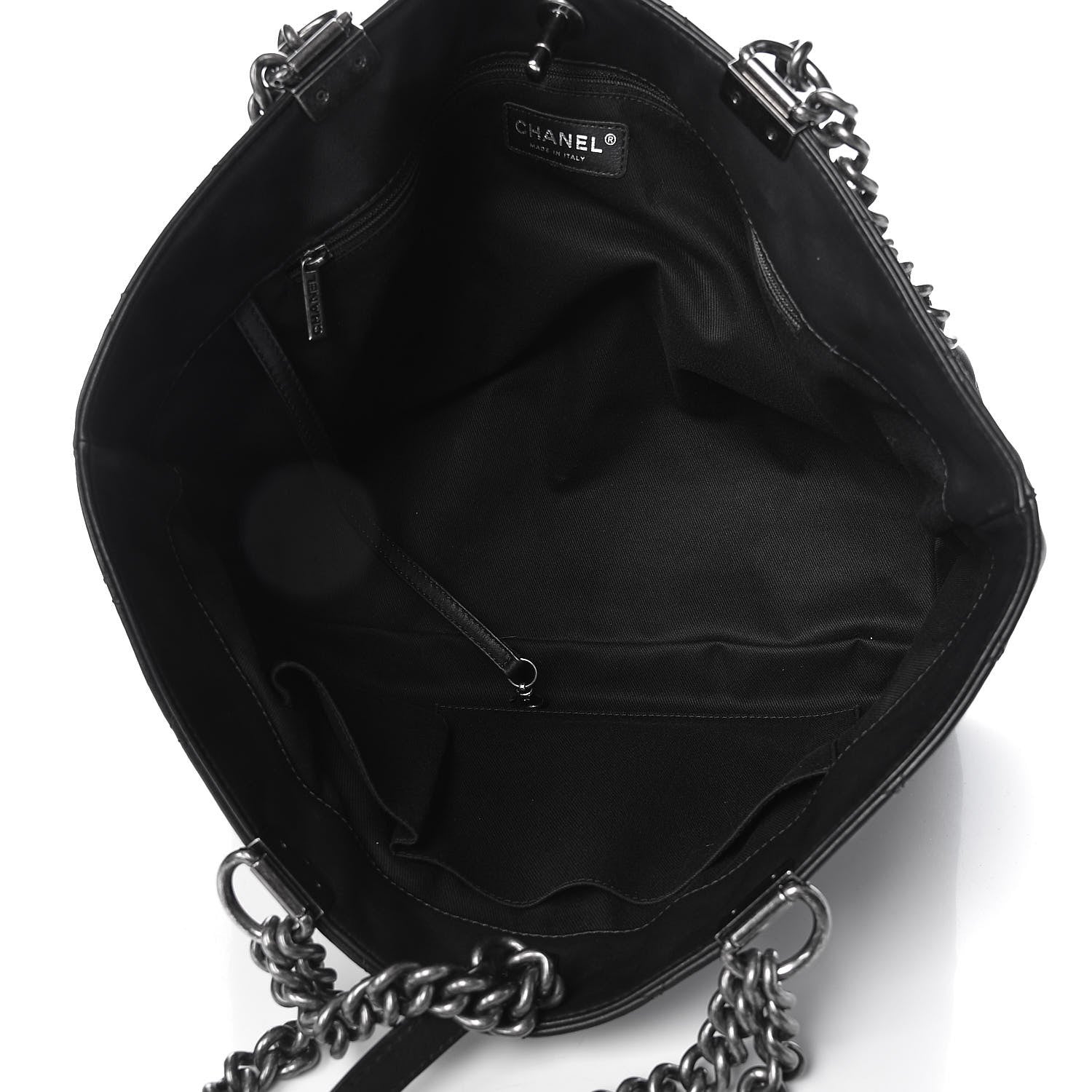 Chanel Calfskin Quilted Small Shopping In Chains Tote Black 5 of 14