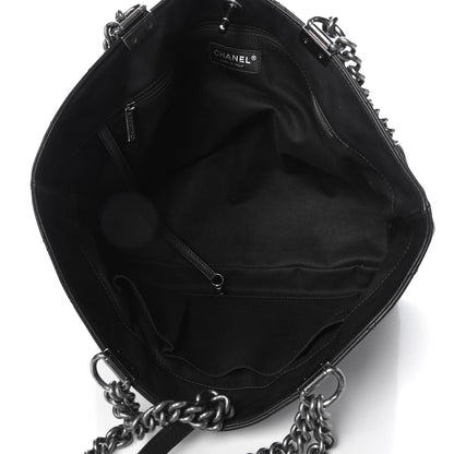 Chanel Calfskin Quilted Small Shopping In Chains Tote Black 5 of 14