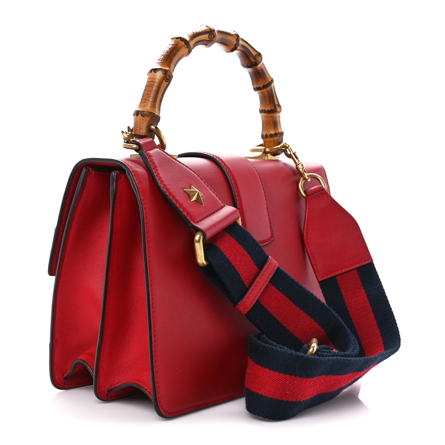 Calfskin Bamboo Web Medium Dionysus Top Handle Bag Red White Blue