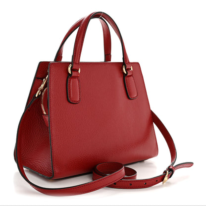 Gucci Dollar Calfskin Medium Soho Top Handle Satchel Hibiscus Red 3 of 16