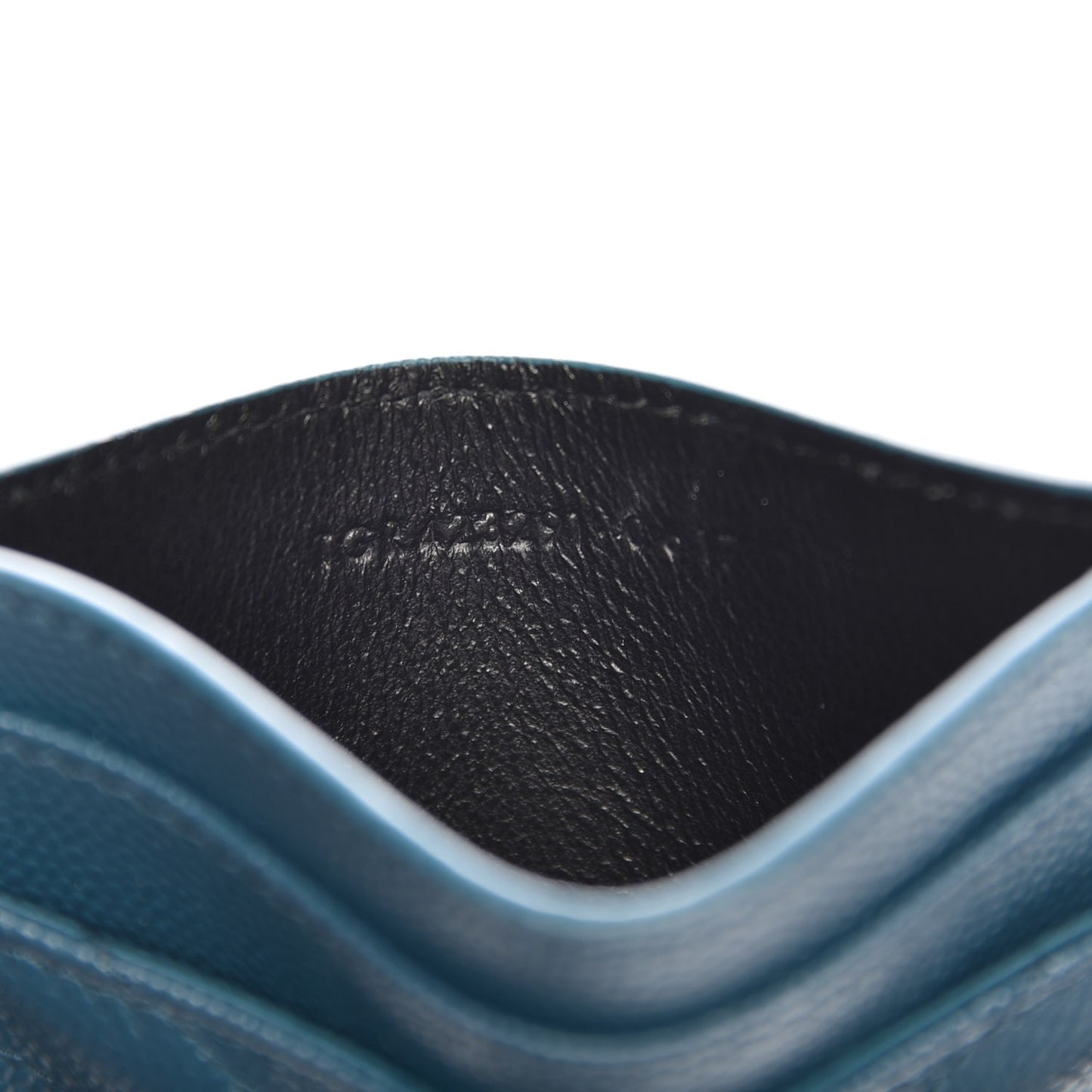 Grain De Poudre Matelasse Chevron Monogram Credit Card Case Peacock Green