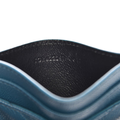 Saint Laurent Grain De Poudre Matelasse Chevron Monogram Credit Card Case Peacock Green 7 of 8