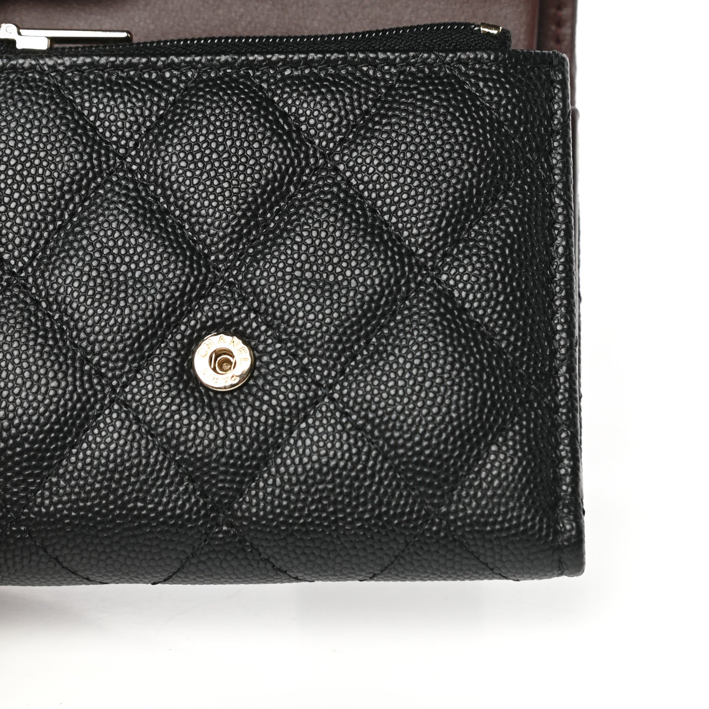 Caviar Quilted Compact Flap Wallet Black