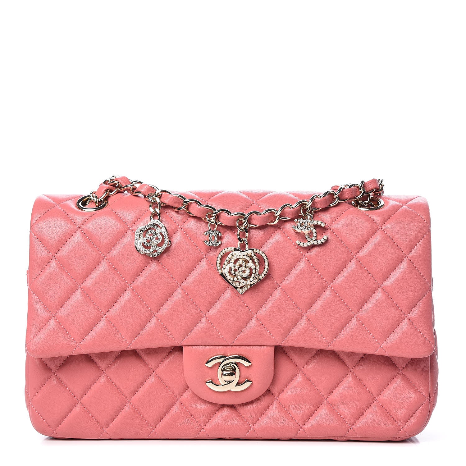 Chanel Lambskin Quilted Valentine Charms Medium Single Flap Pink 1 of 10