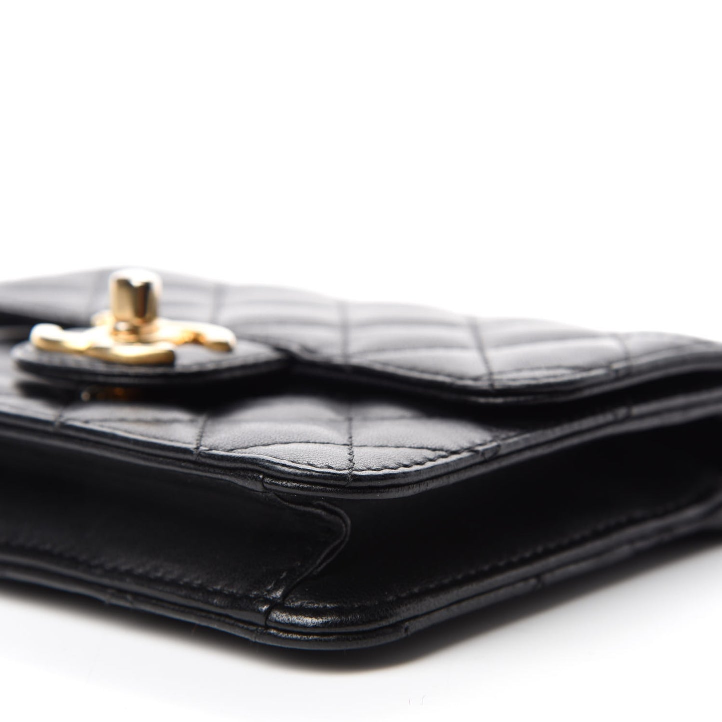 Lambskin Quilted Crossing Times Mini Flap Black