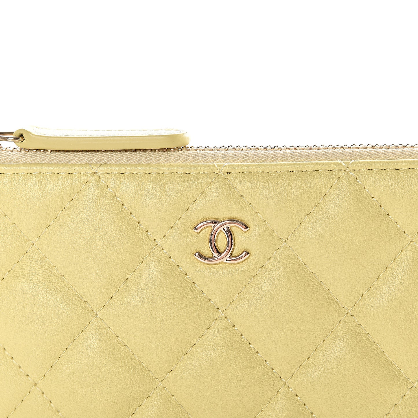 Lambskin Quilted Small Cosmetic Case Yellow