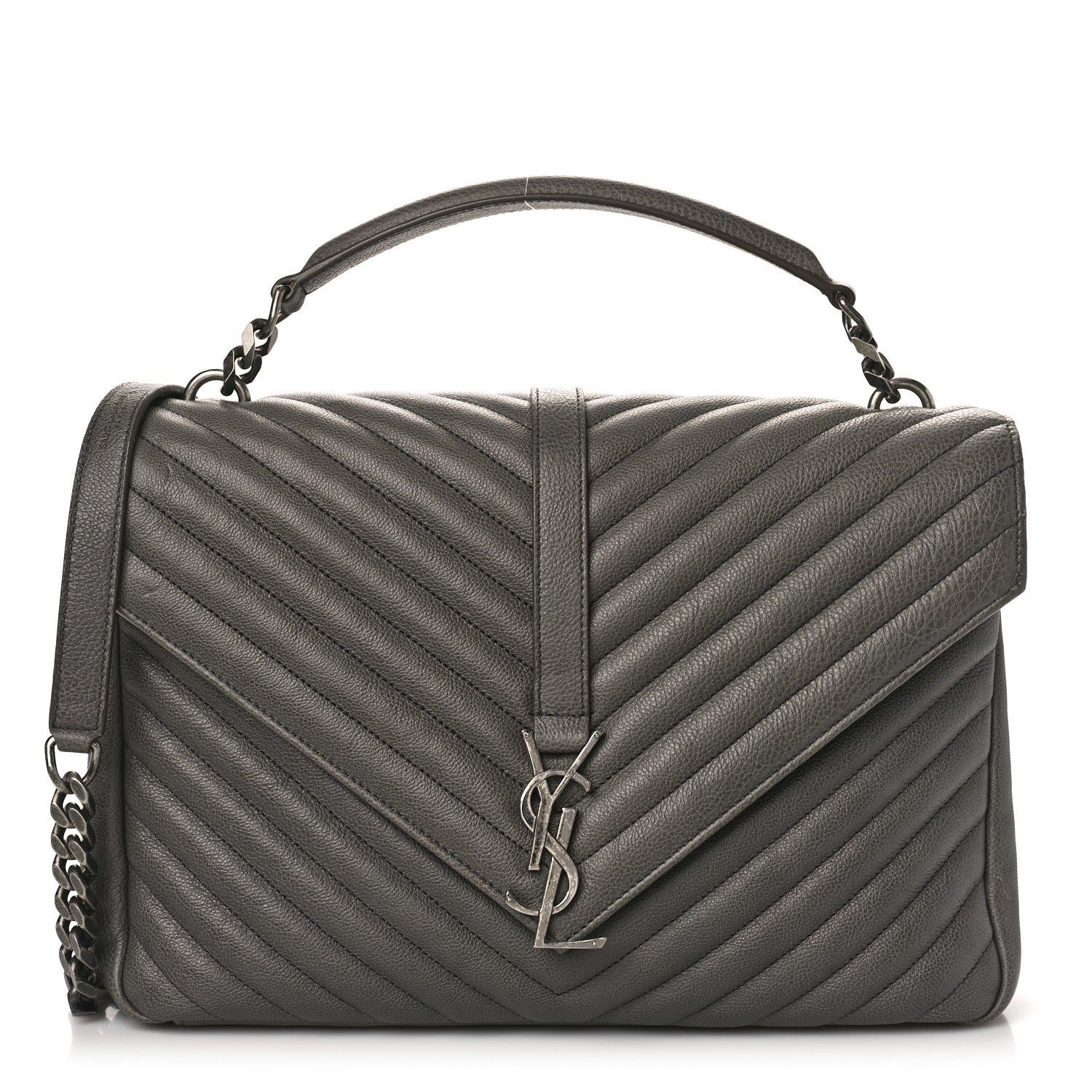 Saint Laurent Sheepskin Matelasse Large Monogram College Satchel Dark Anthracite 1 of 9