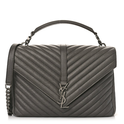 Saint Laurent Sheepskin Matelasse Large Monogram College Satchel Dark Anthracite 1 of 9