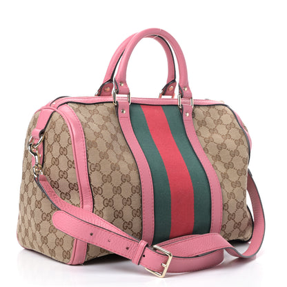 Gucci Monogram Vintage Web Medium Boston Pink 2 of 7