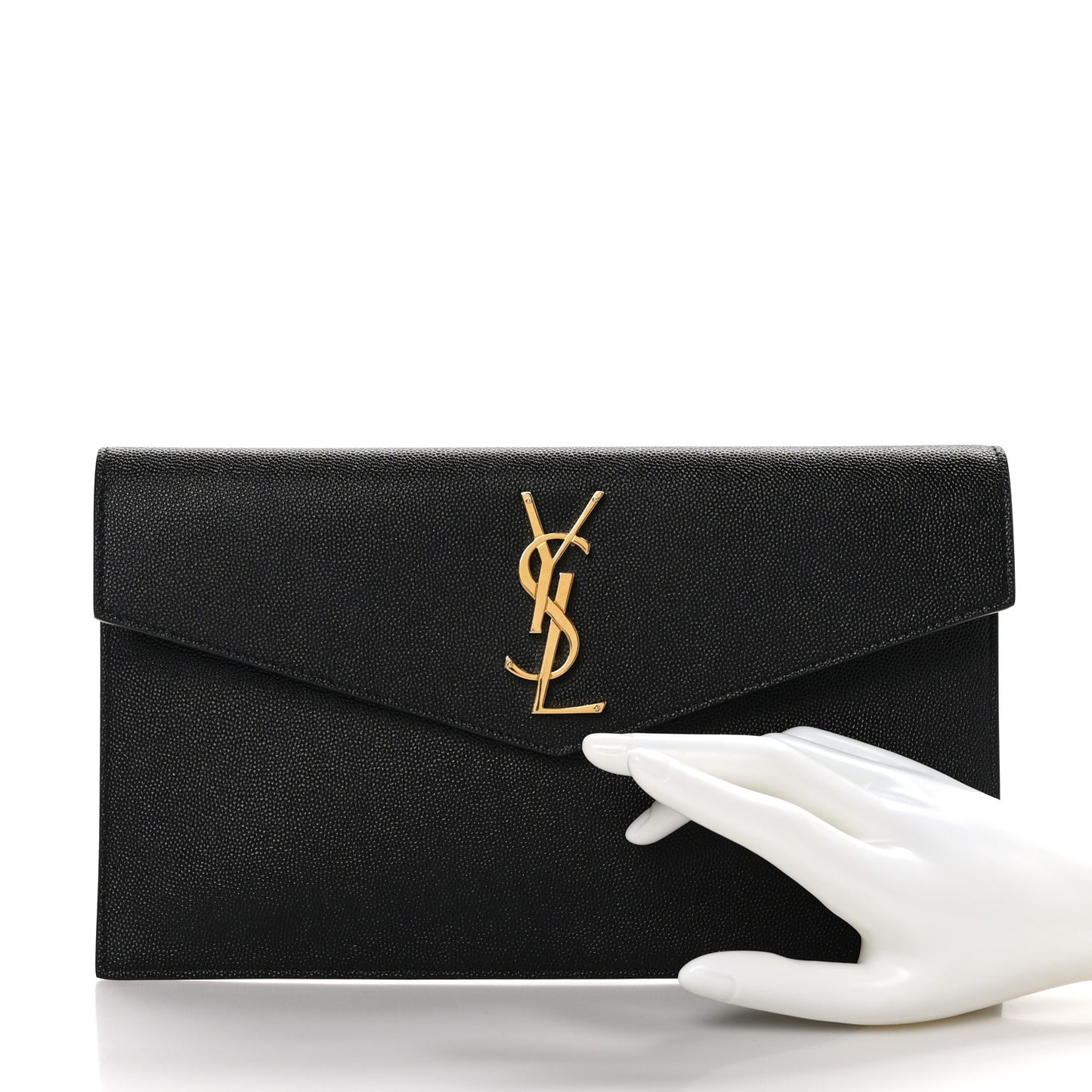 SAINT LAURENT Grain De Poudre Monogram Uptown Pouch Black