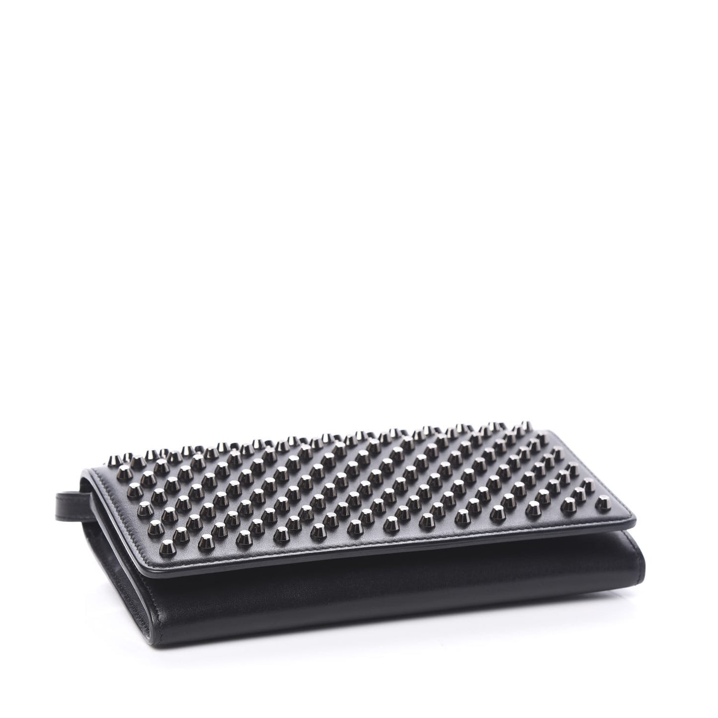 Calfskin Macaron Spiked Flap Wallet Black