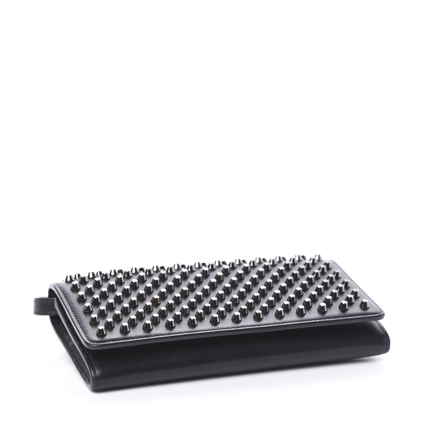 Christian Louboutin Calfskin Macaron Spiked Flap Wallet Black 3 of 8