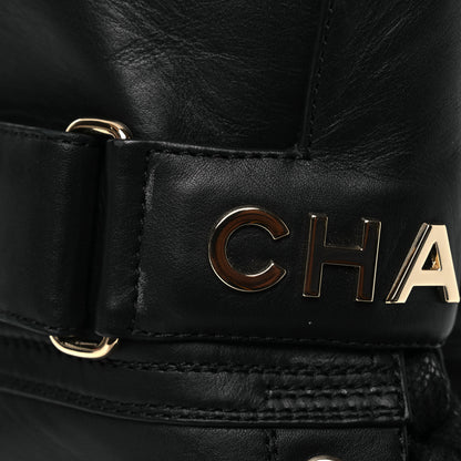Chanel Calfskin Grosgrain Lace Up Combat Boots 38.5 Black 11 of 12