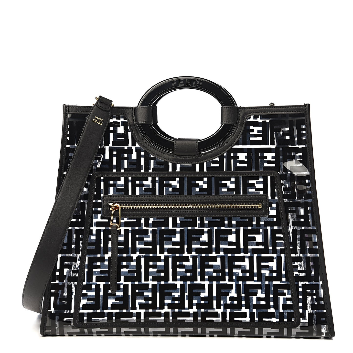 TPU FF Vitello Century Plexiglass Medium Runaway Shopper Tote Black