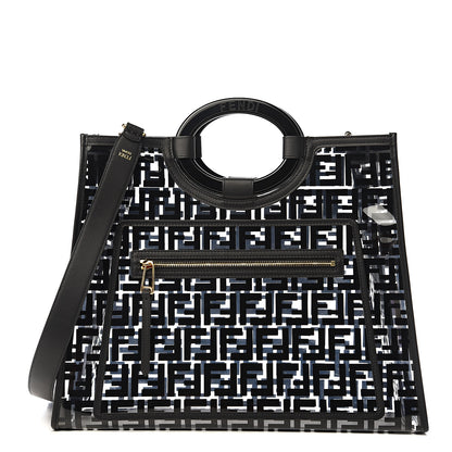 Fendi TPU FF Vitello Century Plexiglass Medium Runaway Shopper Tote Black 1 of 10