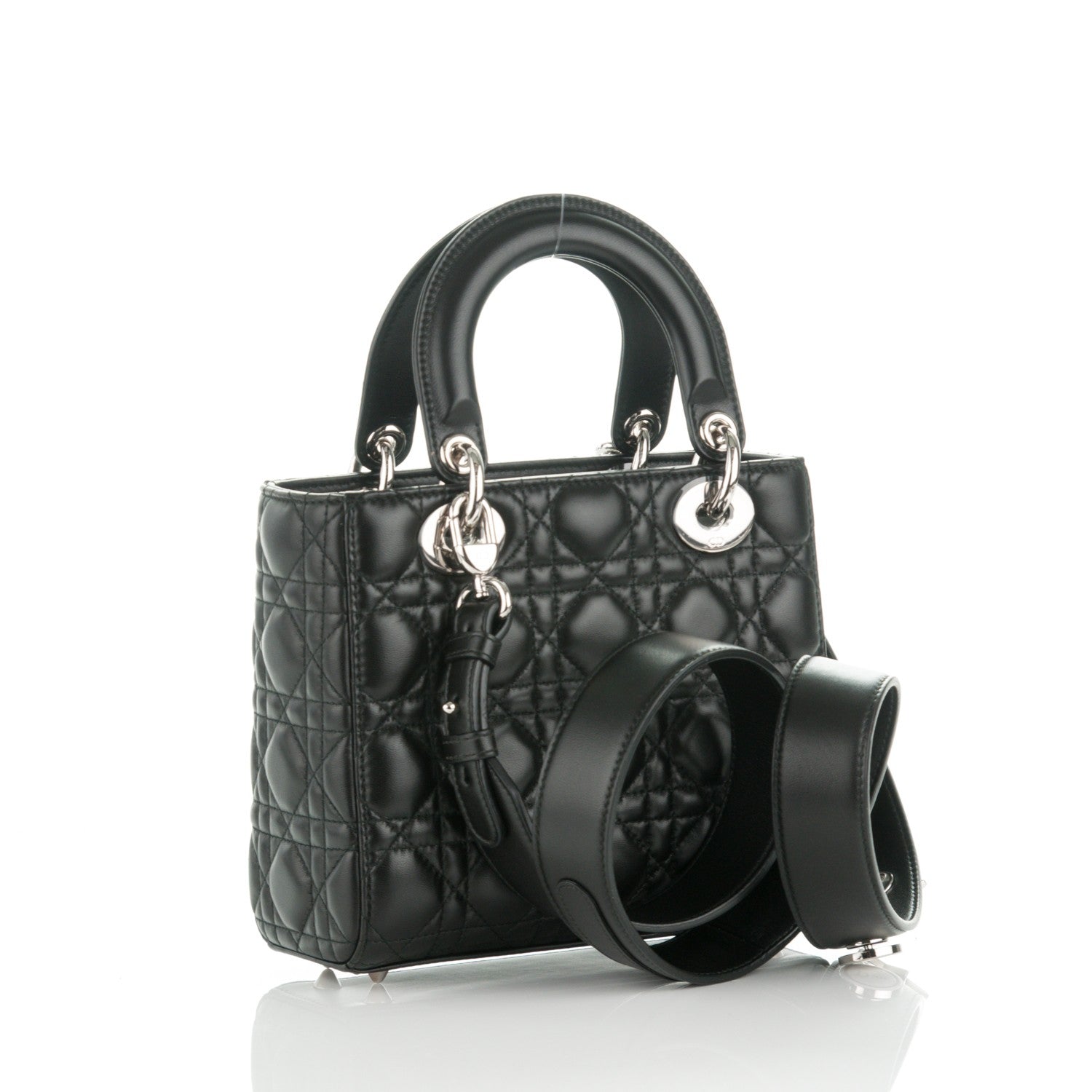 Christian Dior Lambskin Cannage Small Lucky Badges My Lady Dior Black 3 of 6