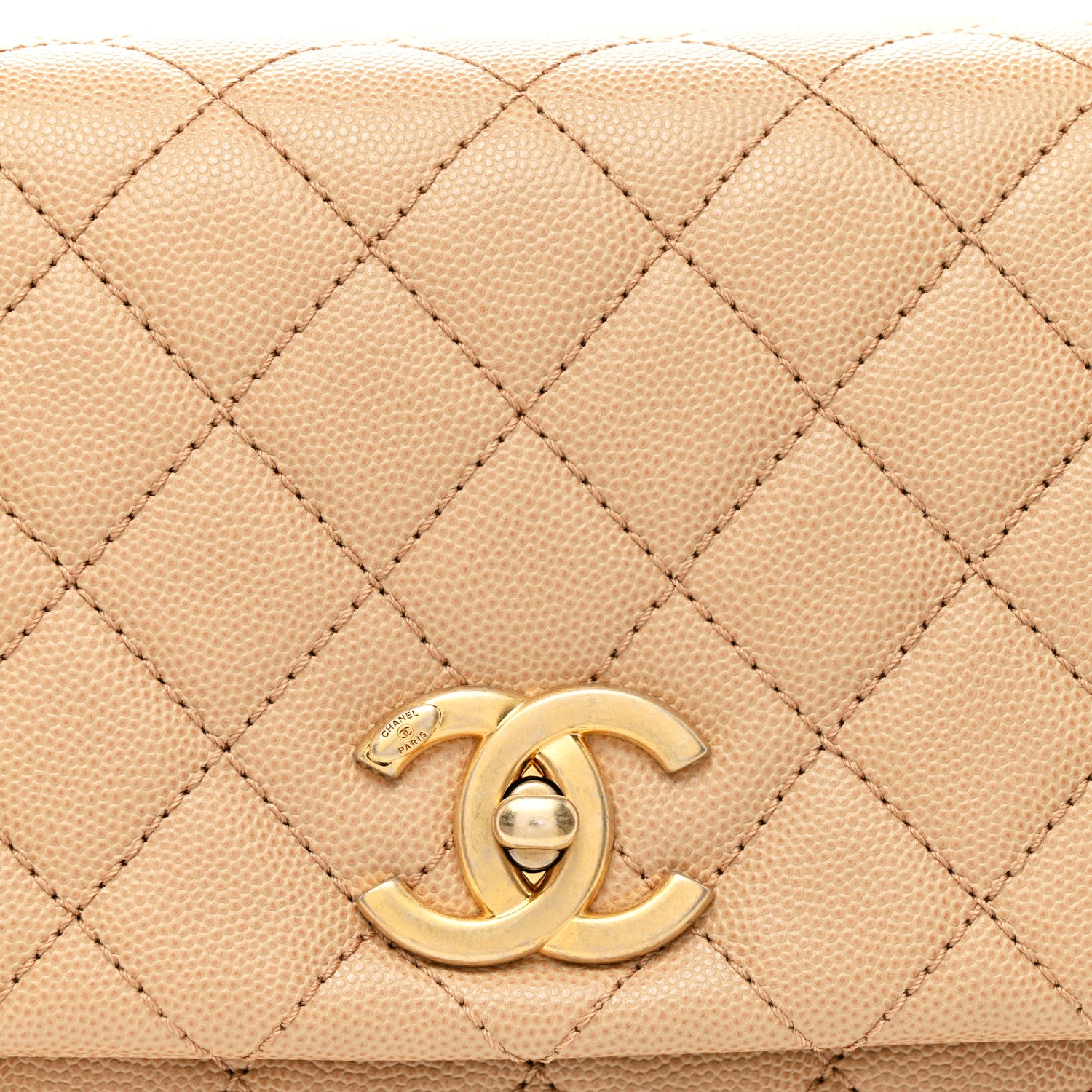 Chanel Caviar Quilted Medium Coco Handle Flap Beige 9 of 11