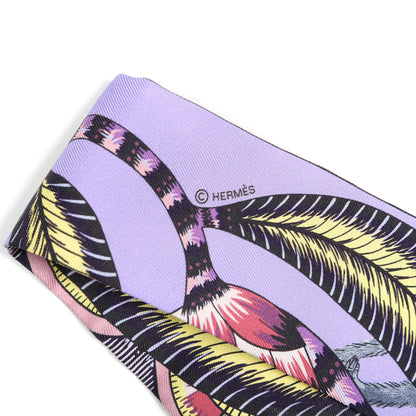 Hermes Silk Savana Dance Twilly Mauve Jaune Rose 4 of 4