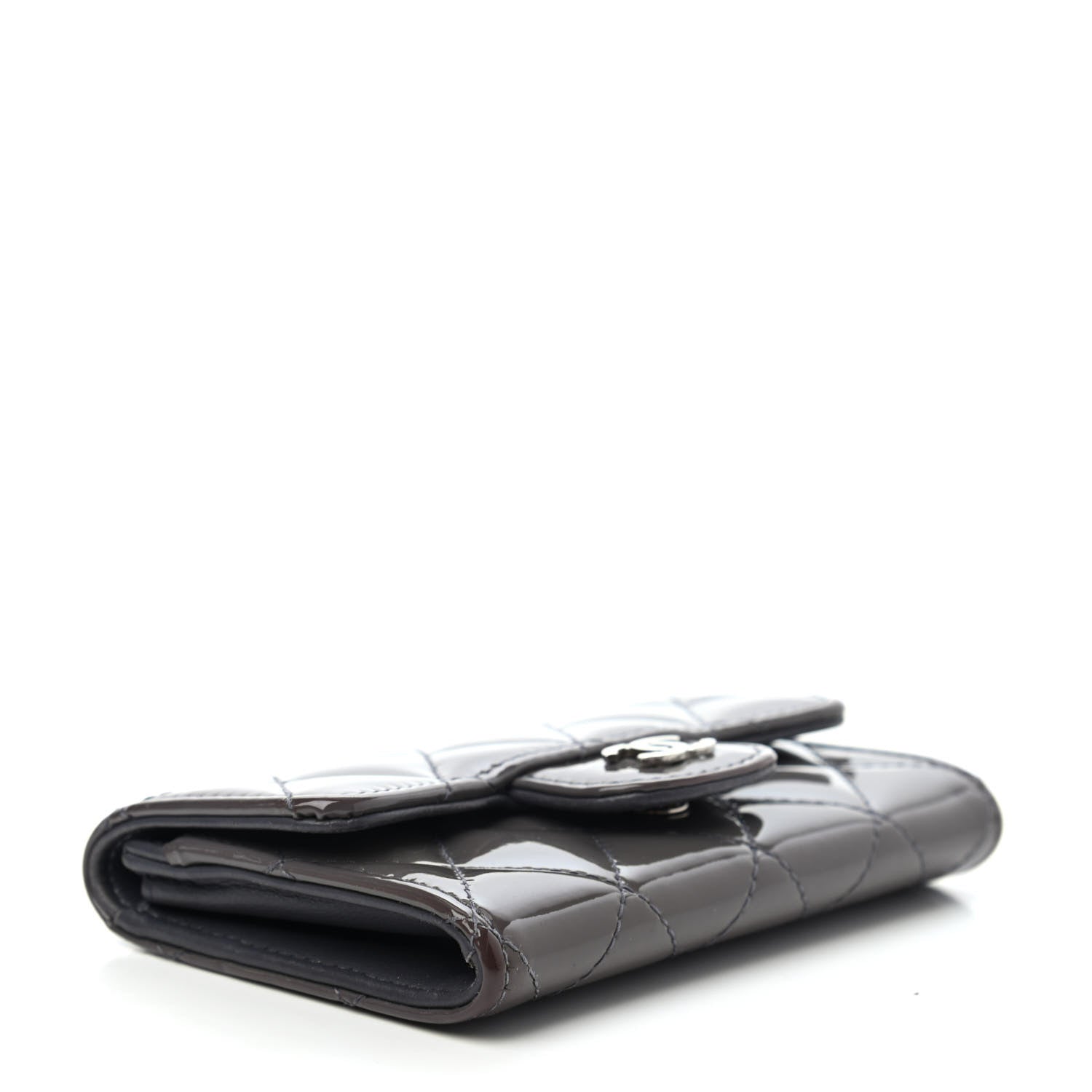 Chanel Patent Quilted Flap Card Holder Dark Grey 3 of 4