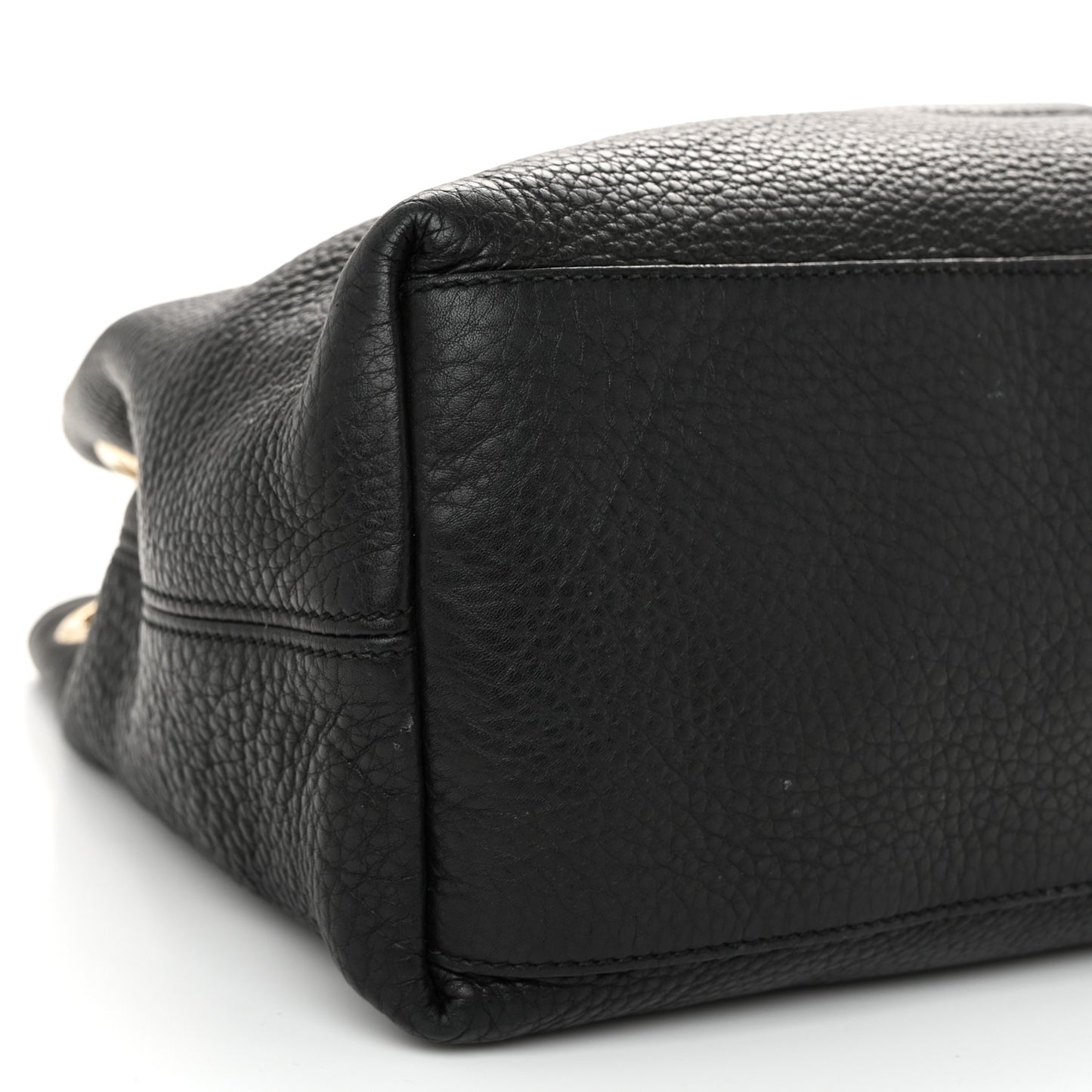Pebbled Calfskin Medium Soho Chain Shoulder Bag Black