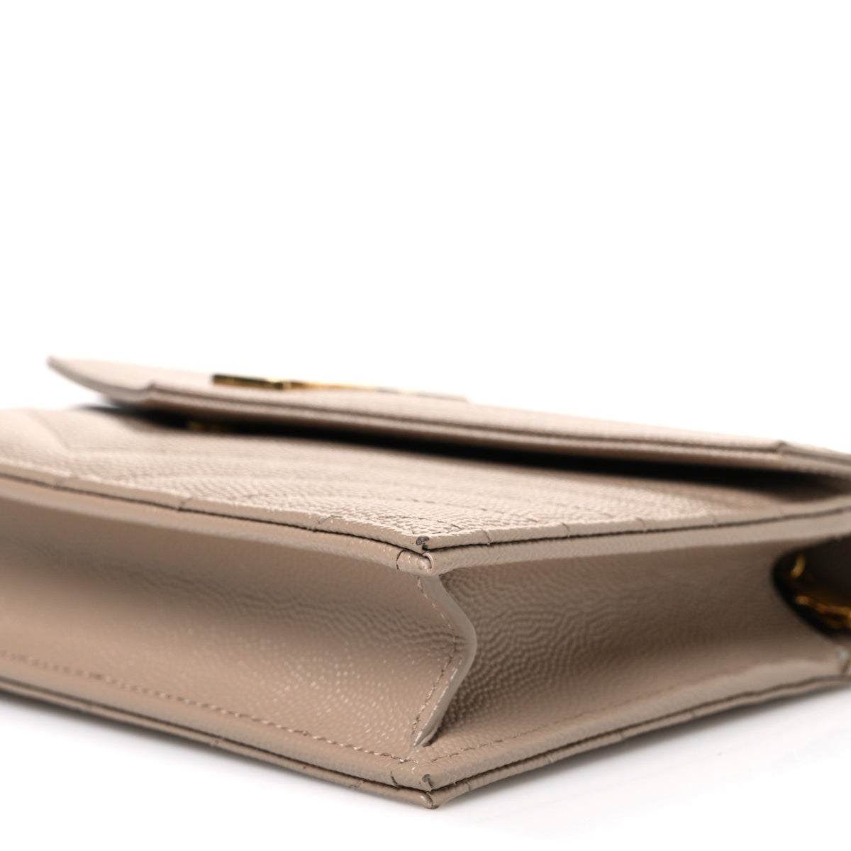 Grain De Poudre Matelasse Chevron Monogram Envelope Chain Wallet Dark Beige