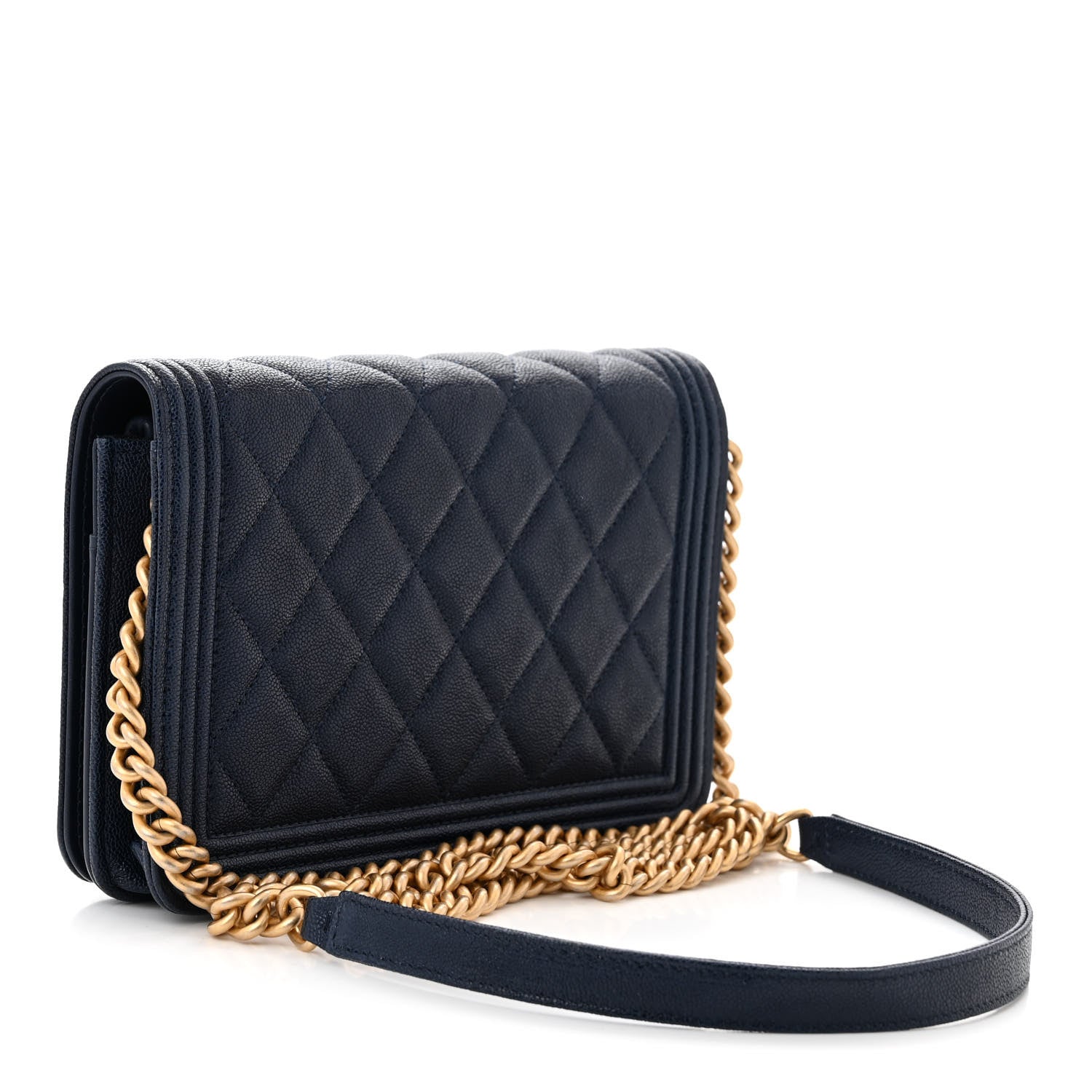 Chanel Caviar Quilted Boy Wallet On Chain WOC Navy 3 of 13