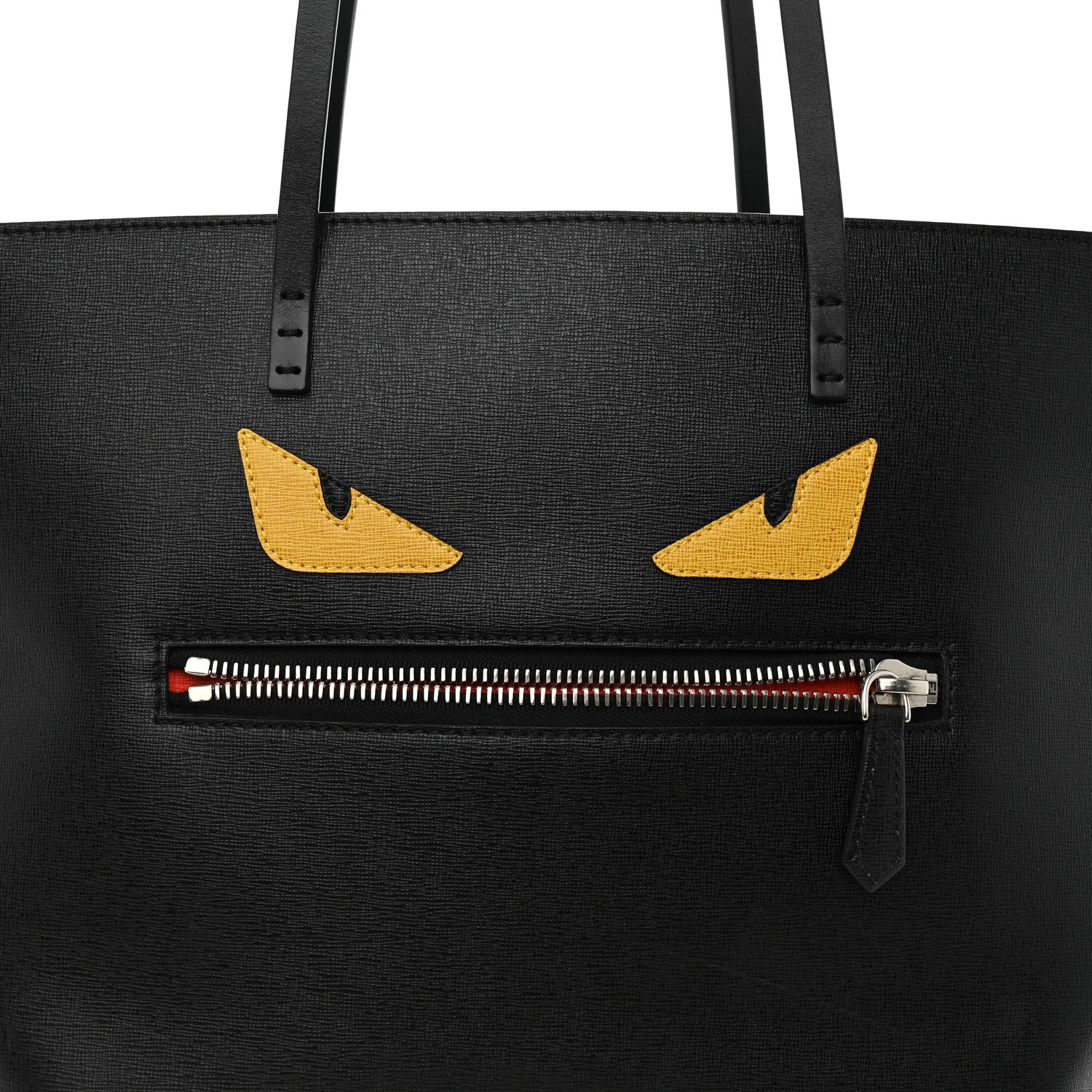 Fendi Vitello Elite Cuoio Monster Buggies Medium Roll Tote Black Multicolor Blue Cobalto 8 of 10