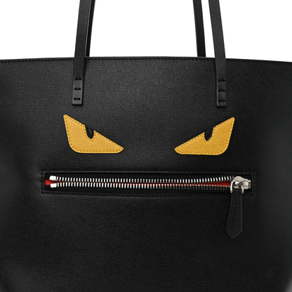 Fendi Vitello Elite Cuoio Monster Buggies Medium Roll Tote Black Multicolor Blue Cobalto 8 of 10