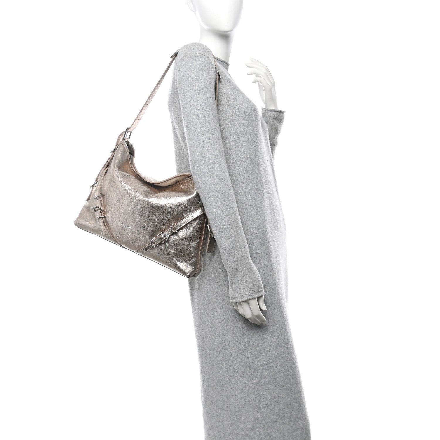 Givenchy Metallic Calfskin Medium Voyou Bag Dusty Gold 2 of 10