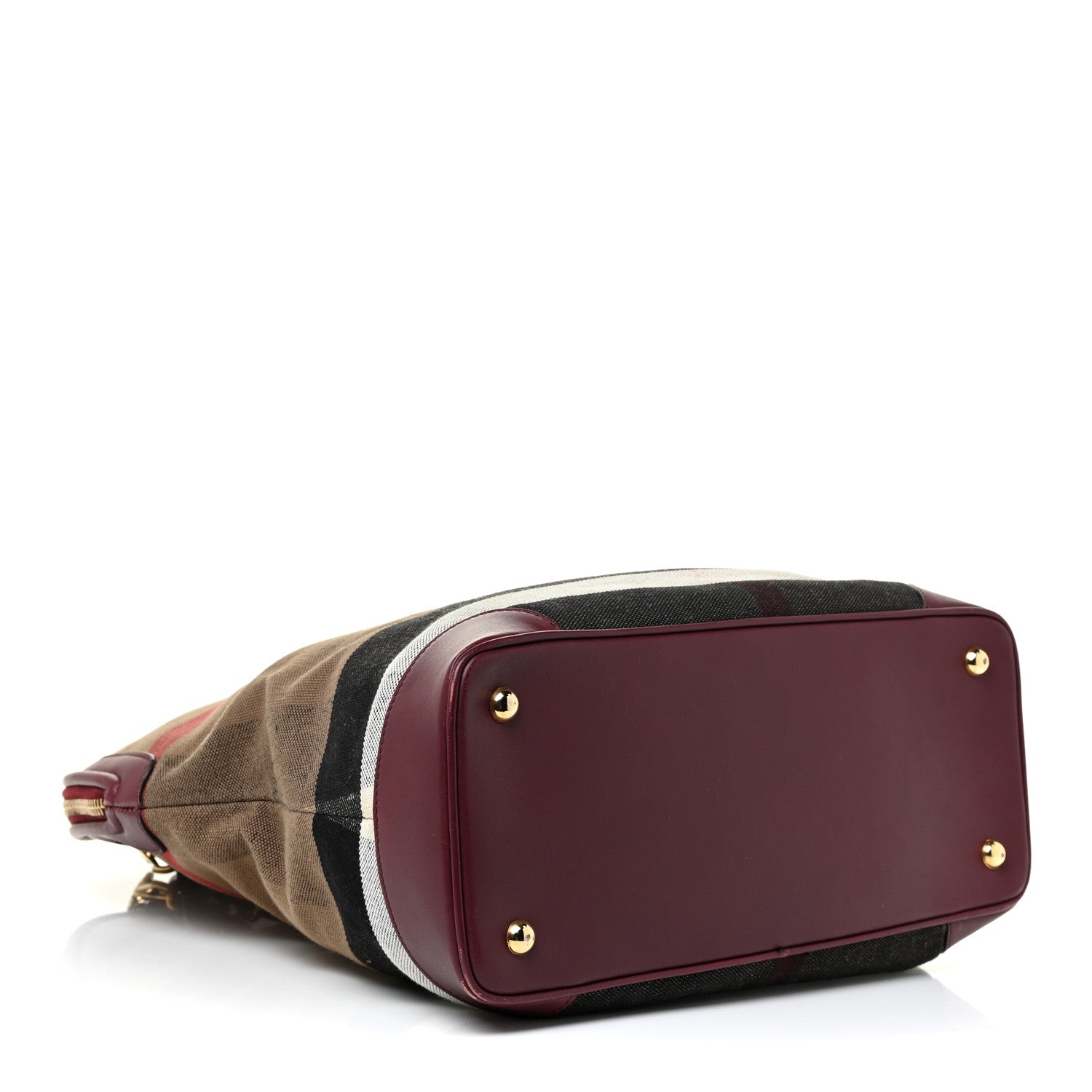 Burberry Canvas Mega Check Calfskin Medium Bloomsbury Saddle Burgundy 4 of 19