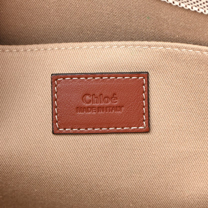 Chloe Cotton Calfskin Medium Woody Ribbon Tote White Brown 6 of 10