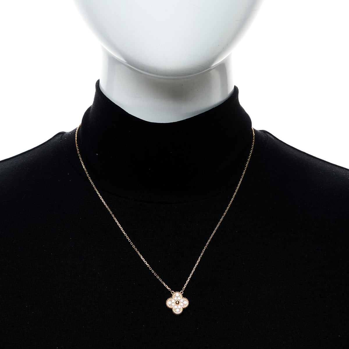 Van Cleef & Arpels 18K Rose Gold Diamond Vintage Alhambra Pendant Necklace 2 of 6